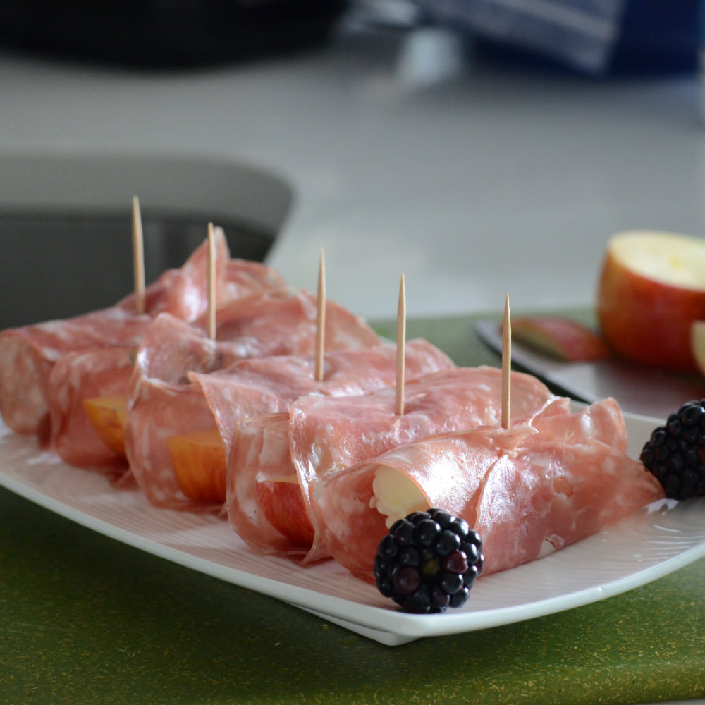 Paleo Salami Wrapped Apple and Cheese