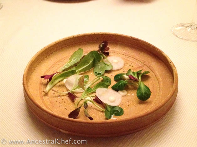 garden salad with thinly sliced turnip and turnip vinaigrette meadowood restaurant review