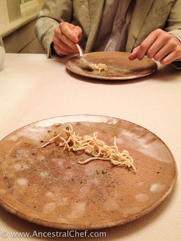 white chocolate noodles - meadowood restaurant review