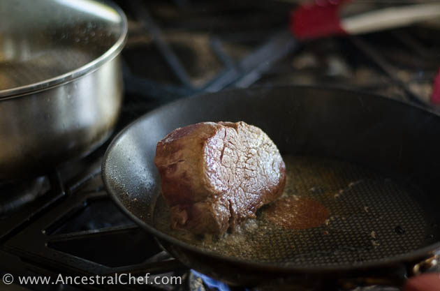 searing filet mignon for beef wellington