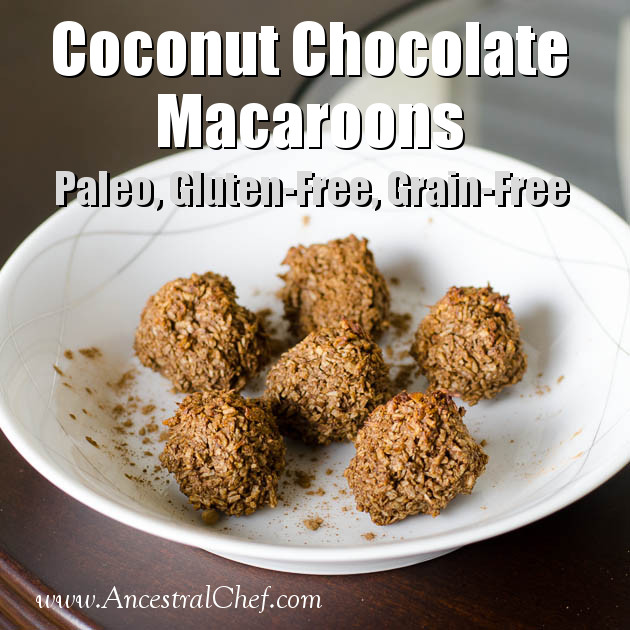 paleo coconut chocolate macaroons, gluten-free, grain-free recipe
