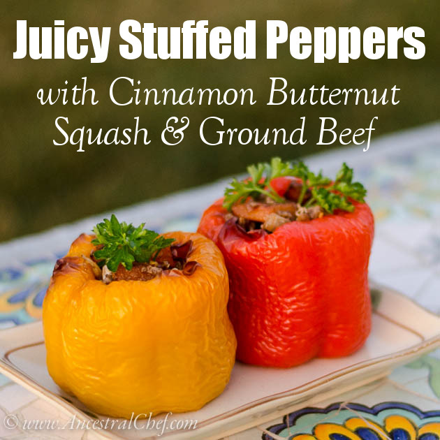 paleo stuffed peppers recipe with butternut squash and ground beef