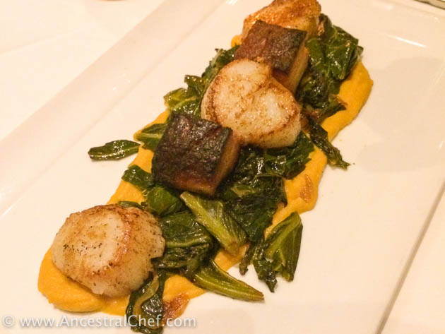 Scallop and Pork Belly Surf and Turf at sutro's san francisco paleo restaurant