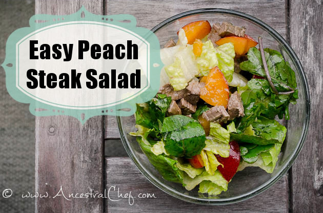 Easy Paleo Steak Salad Recipe with Peaches and Balsamic Vinegar