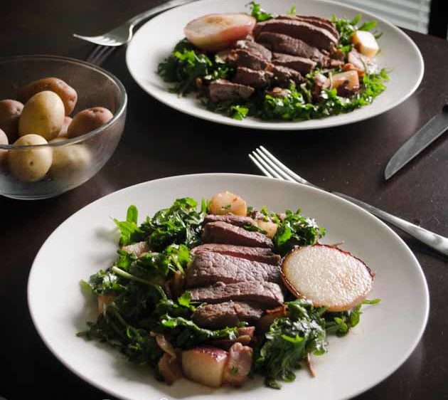 paleo steak salad with coconut pan-fried peaches recipe