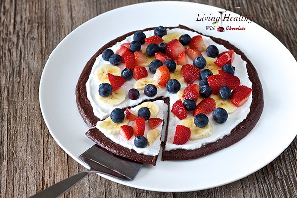 Paleo Raw Chocolate Brownie Fruit Pizza from Living Healthy with Chocolate