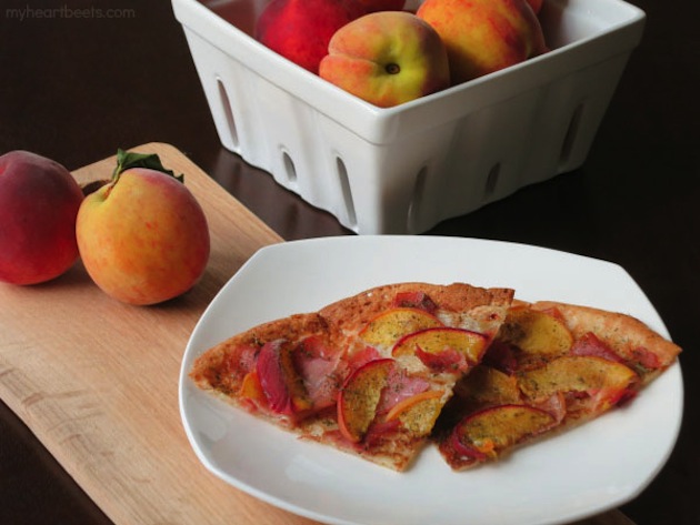 Prosciutto Peach Pizza from My Heart Beets