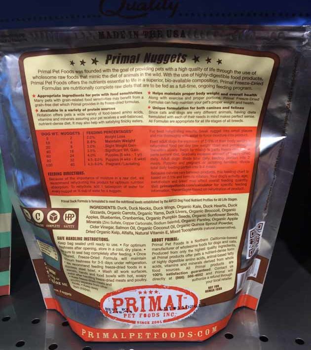 primal formula ingredients for freeze-dried dog food