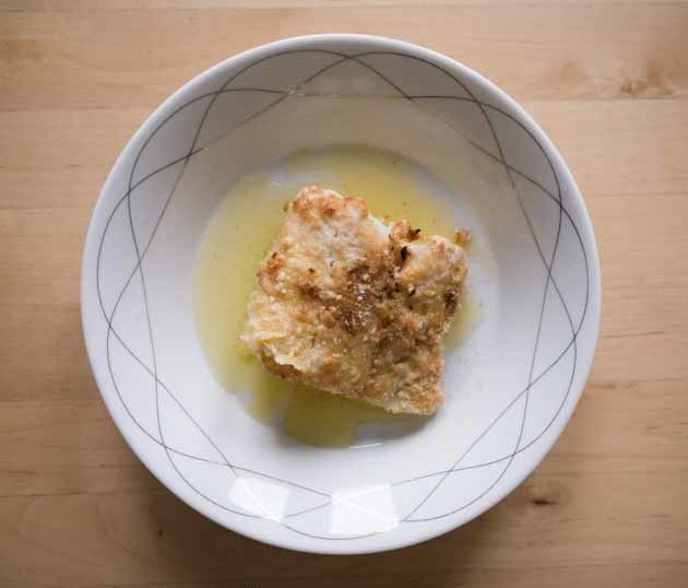 Paleo Breaded Cod Recipe with garlic ghee sauce