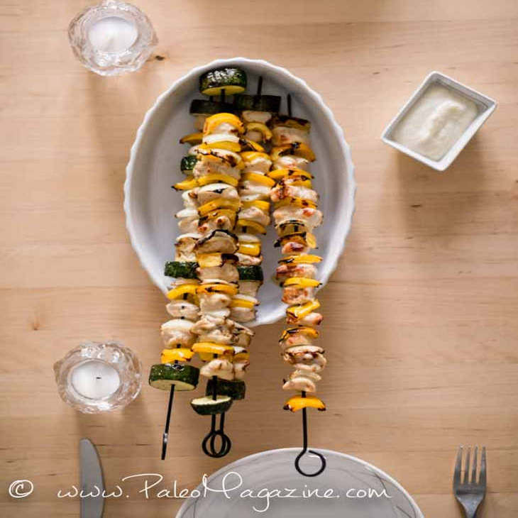 Grilled Chicken Skewers with Garlic Sauce [Paleo, Keto, AIP]