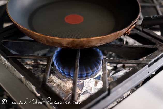 step 1: put frying pan on medium heat and add oil