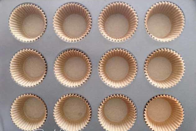 Line a muffin pan with muffin liners.