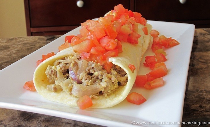 Paleo Breakfast Burrito Recipe from Civilized Caveman at https://paleoflourish.com/6-filling-paleo-breakfast-burrito-recipes