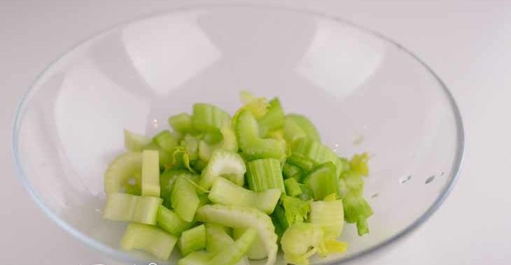 Once the onions and ground turkey are cooked, add to the saucepan: the celery