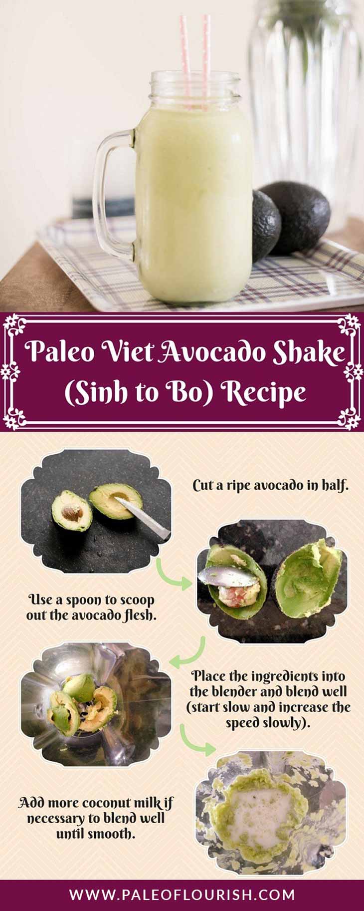 Paleo Viet Avocado Shake (Sinh to Bo) Recipe #paleo #recipes #gluten-free https://paleoflourish.com/paleo-viet-avocado-shake-sinh-to-bo-recipe