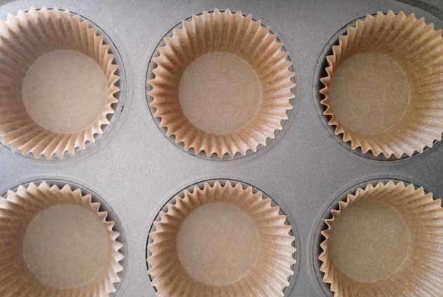 Line a muffin pan with muffin liners.