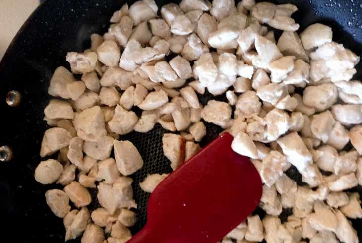 Saute the diced chicken in the ghee or coconut oil until cooked and slightly browned.