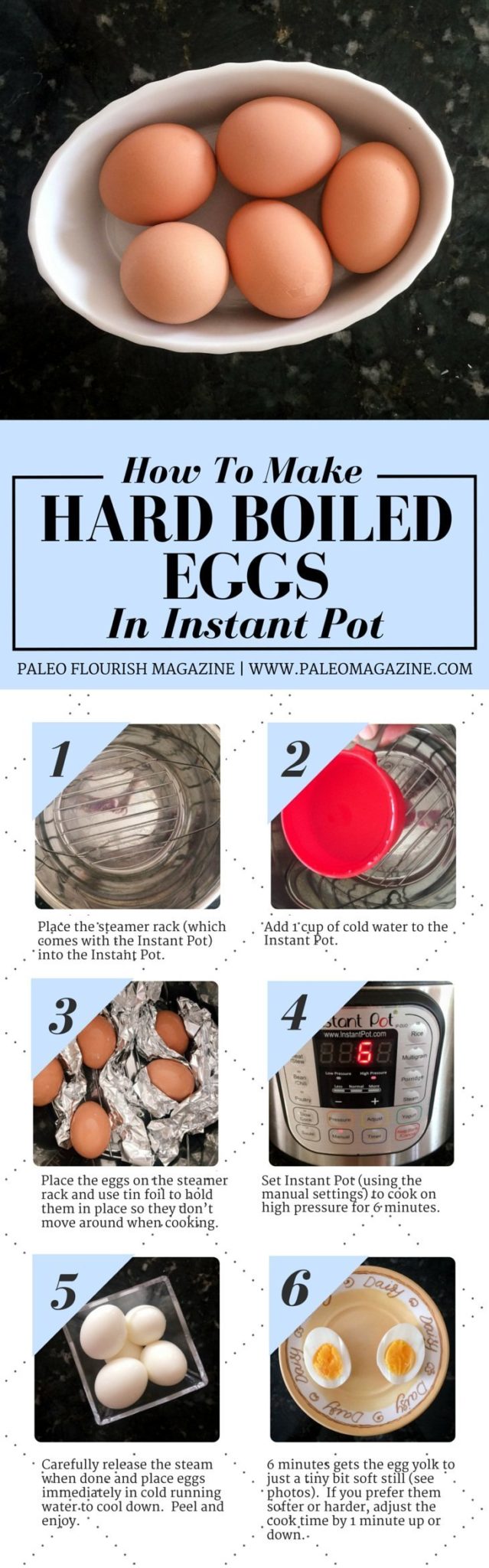 How To Make Hard Boiled Eggs In Instant Pot #paleo #recipes #glutenfree https://paleoflourish.com/hard-boiled-eggs-instant-pot