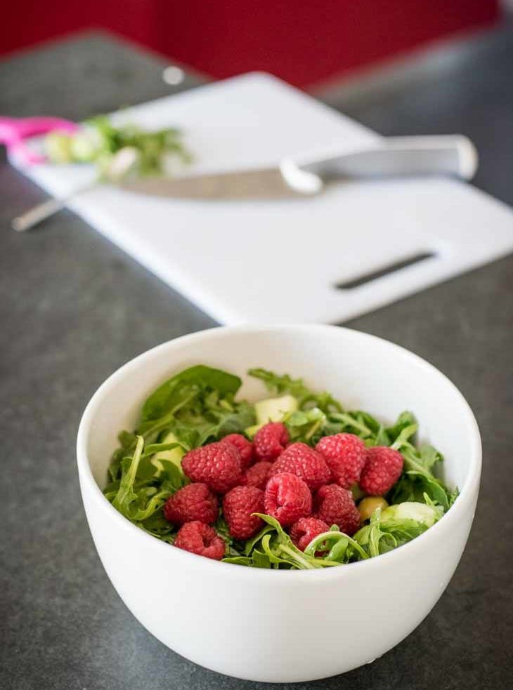 Raspberry Arugula Salad Recipe [Paleo, Keto, AIP] - #paleo #recipe #aip #keto https://paleoflourish.com/raspberry-arugula-salad-recipe