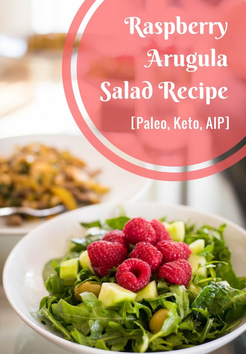 Raspberry Arugula Salad Recipe [Paleo, Keto, AIP] - #paleo #recipe #aip #keto https://paleoflourish.com/raspberry-green-salad-recipe