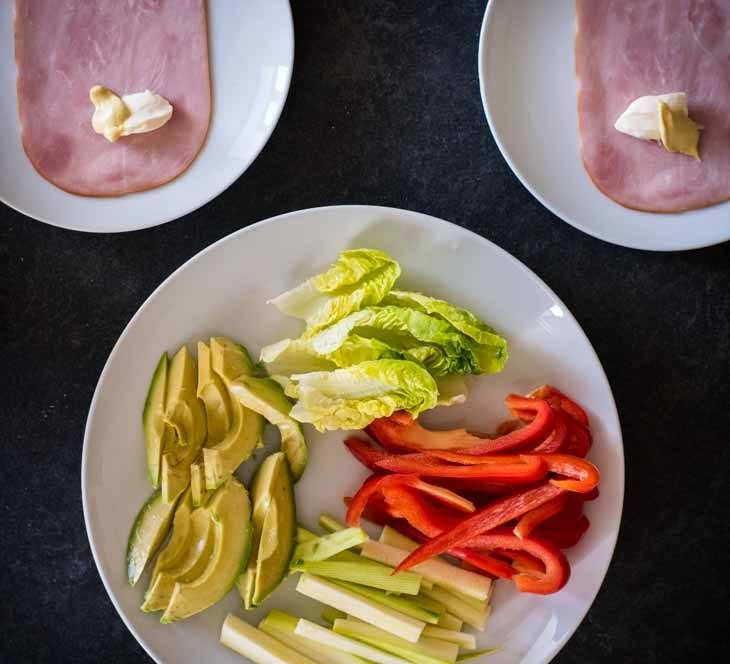 Easy No-Cook Raw Veggie Deli Meat Wraps [Paleo, Keto] #paleo #keto #recipes - https://paleoflourish.com/easy-no-cook-raw-veggie-deli-meat-wraps