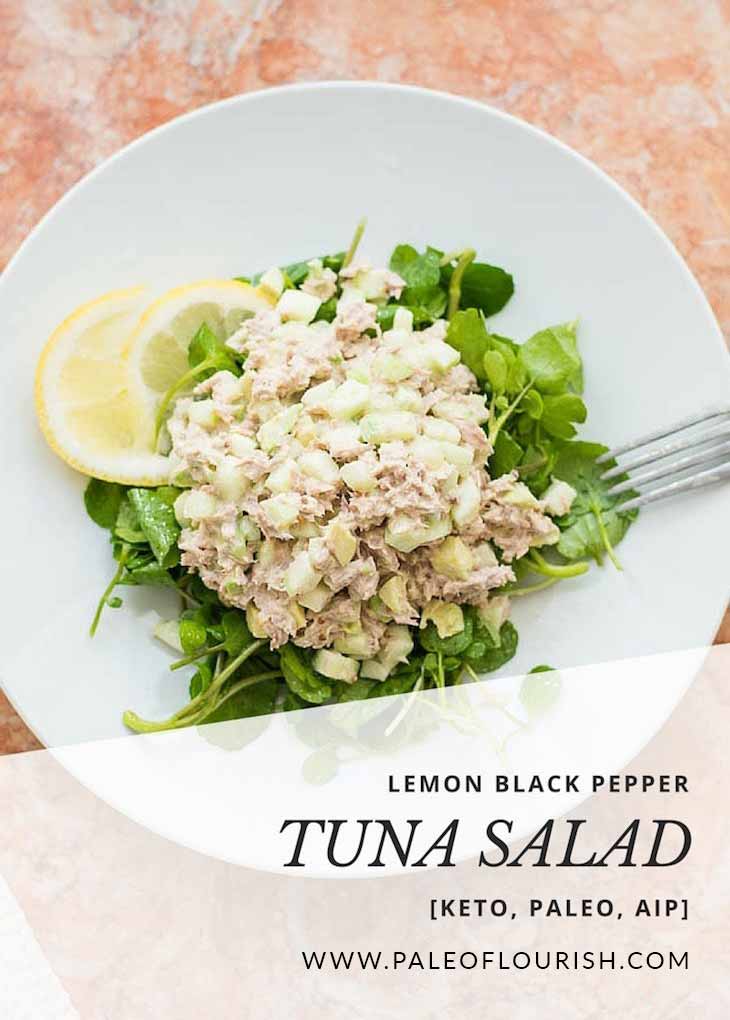 Paleo Tuna Salad - Lemon Black Pepper Tuna Salad Recipe [Keto, Paleo, AIP] https://paleoflourish.com/lemon-black-pepper-tuna-salad-keto-paleo-aip/