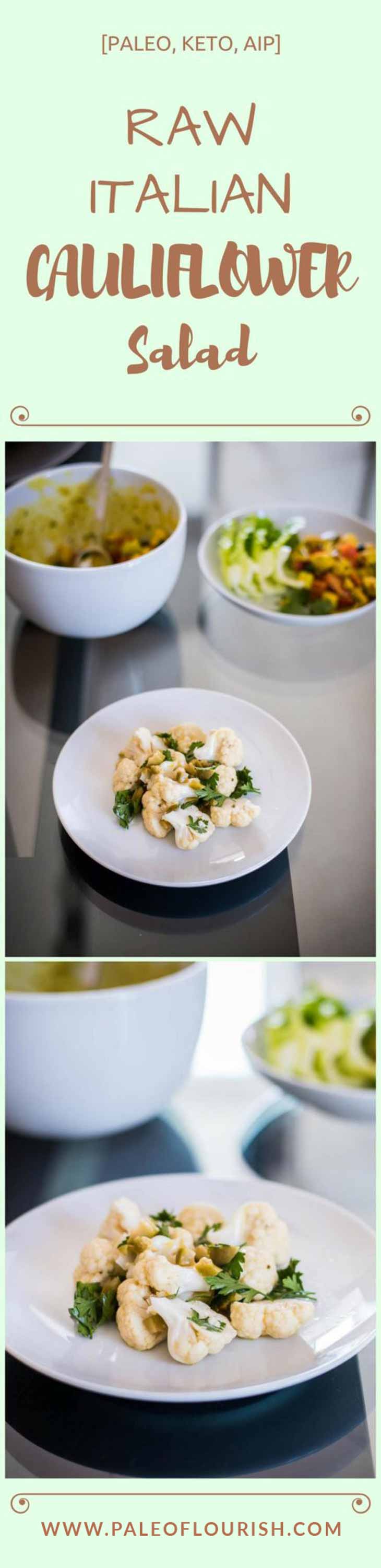 Raw Italian Cauliflower Salad Recipe [Paleo, Keto, AIP] #paleo #keto #aip #recipes - https://paleoflourish.com/raw-italian-cauliflower-salad-recipe