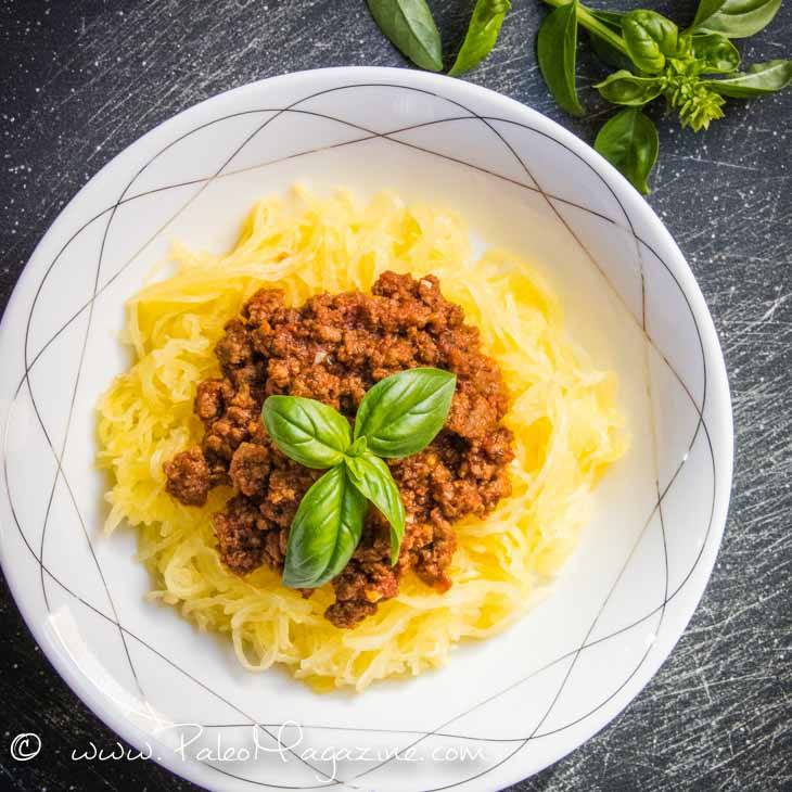 Paleo Ketogenic Diet Spaghetti Squash Bolognese Recipe #paleo #keto #ketogenic #recipe https://paleoflourish.com/paleo-keto-spaghetti-squash-bolognese-recipe