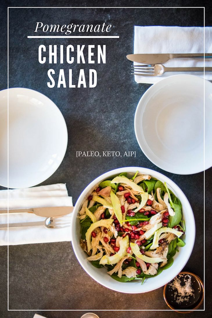 pomegranate chicken salad recipe [paleo, keto, aip] #paleo #keto #aip #salad #recipe https://paleoflourish.com/pomegranate-chicken-salad-recipe