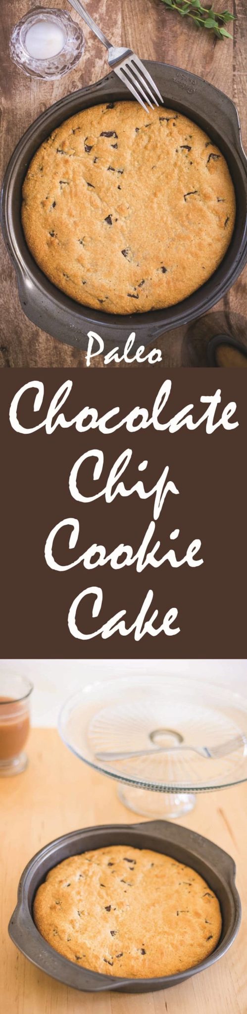 Paleo Chocolate Chip Cookie Cake Recipe #paleo #dessert #recipes - https://paleoflourish.com/paleo-chocolate-chip-cookie-cake-recipe