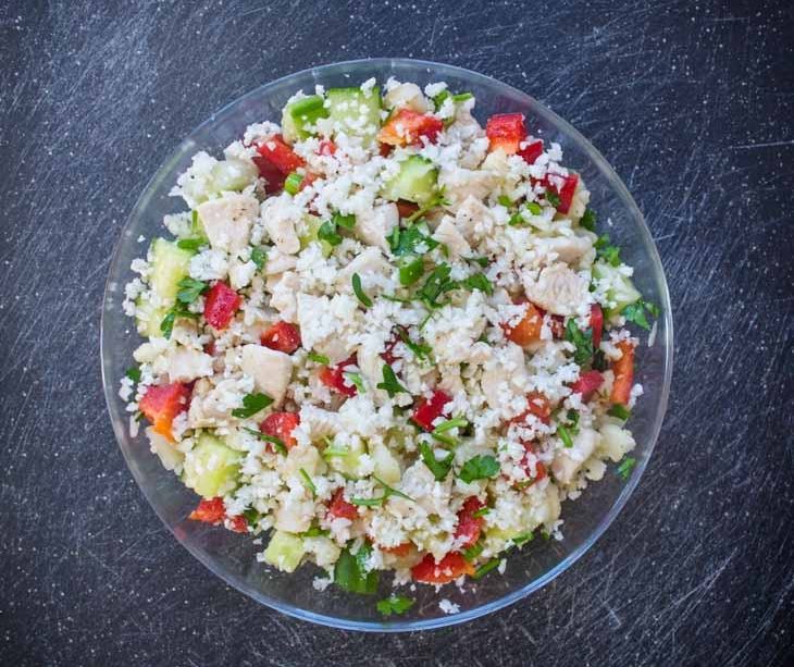 Chicken Cauliflower Couscous Salad Recipe [Paleo, Keto] #paleo #keto - https://paleoflourish.com/chicken-cauliflower-couscous-salad-recipe