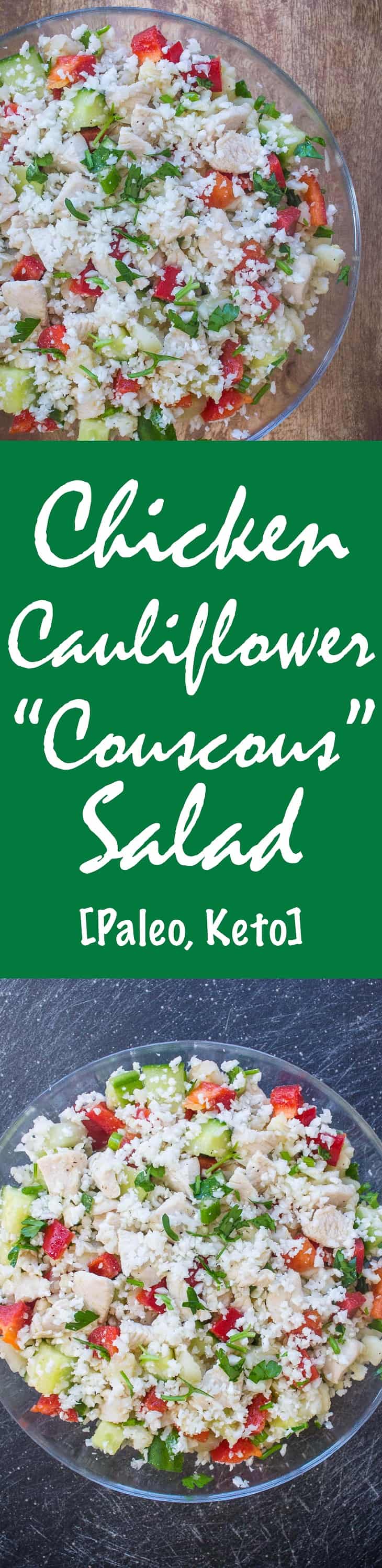 Chicken Cauliflower "Couscous" Salad Recipe [Paleo, Keto] #paleo #keto - https://paleoflourish.com/chicken-cauliflower-couscous-salad-recipe