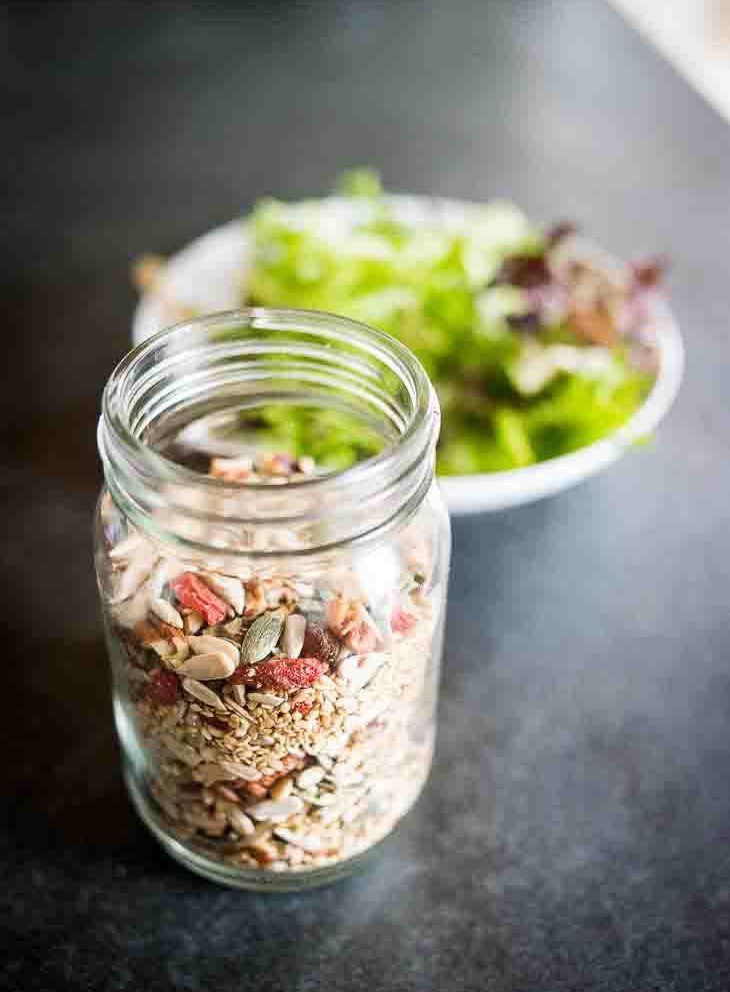 Crunchy nut and seed keto salad toppings recipe