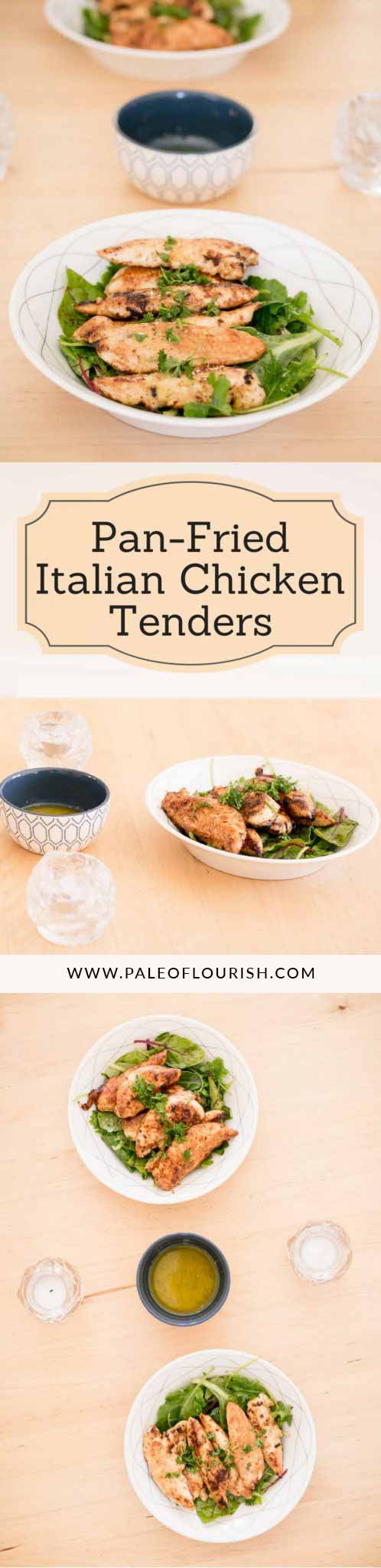 Pan-Fried Italian Chicken Tenders #paleo #recipes #glutenfree https://paleoflourish.com/pan-fried-italian-chicken-tenders/