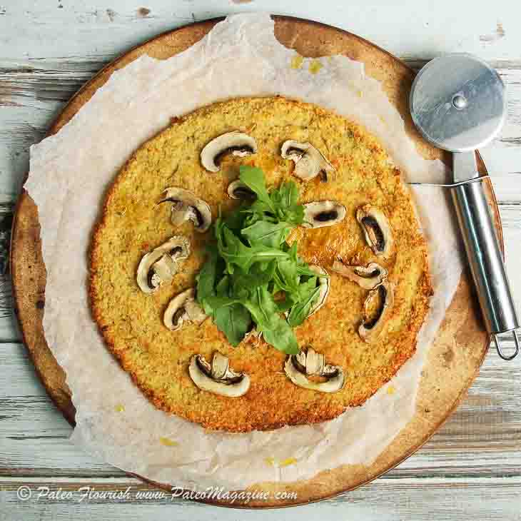 Paleo Cauliflower Crust Pizza With Mushrooms