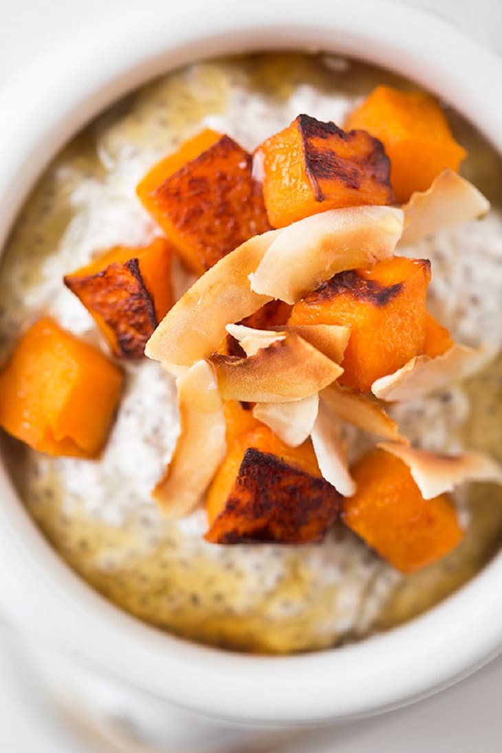 Coconut Chia Pudding with Roasted Butternut and Honey