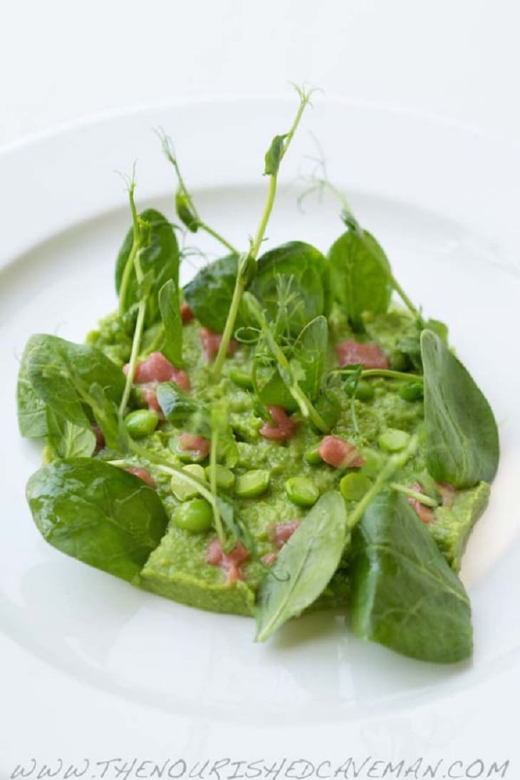 Peas, Rhubarb and Spinach Salad