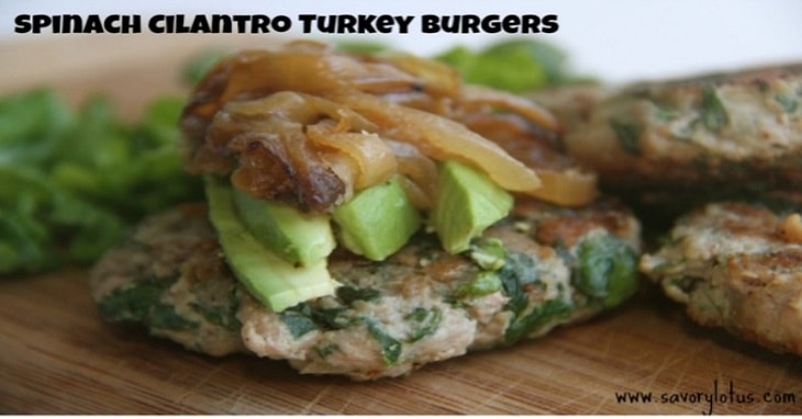 Spinach Cilantro Turkey Burgers