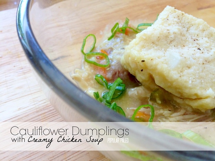 Cauliflower Dumplings with Creamy Chicken Soup