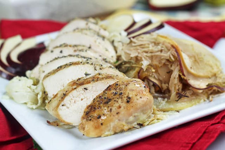 Apple and Cabbage Oven Baked Chicken