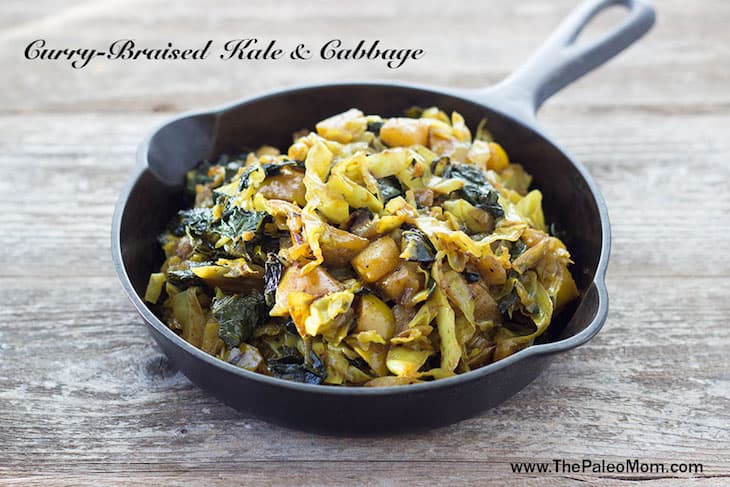 Curry Braised Kale and Cabbage