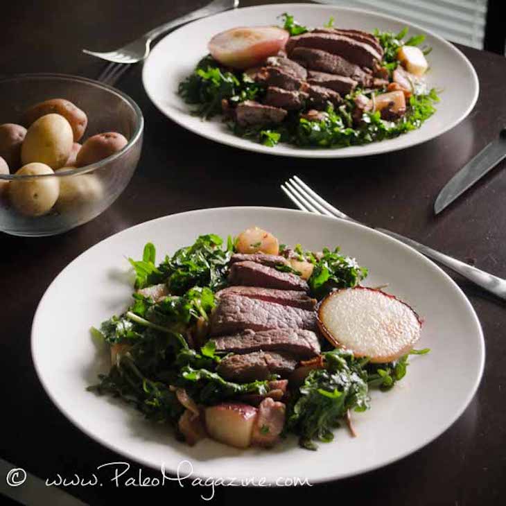 Paleo Steak Salad with Coconut Pan-Fried Peaches