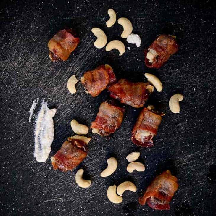 Bacon Wrapped Dates Stuffed with Cashew Cheese Recipe [Paleo, Dairy-Free]