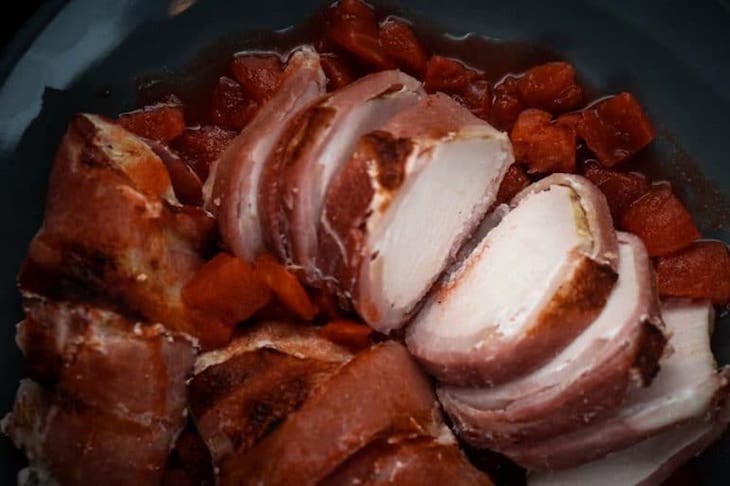Bacon Wrapped Turkey Breast with Tomatoes Recipe