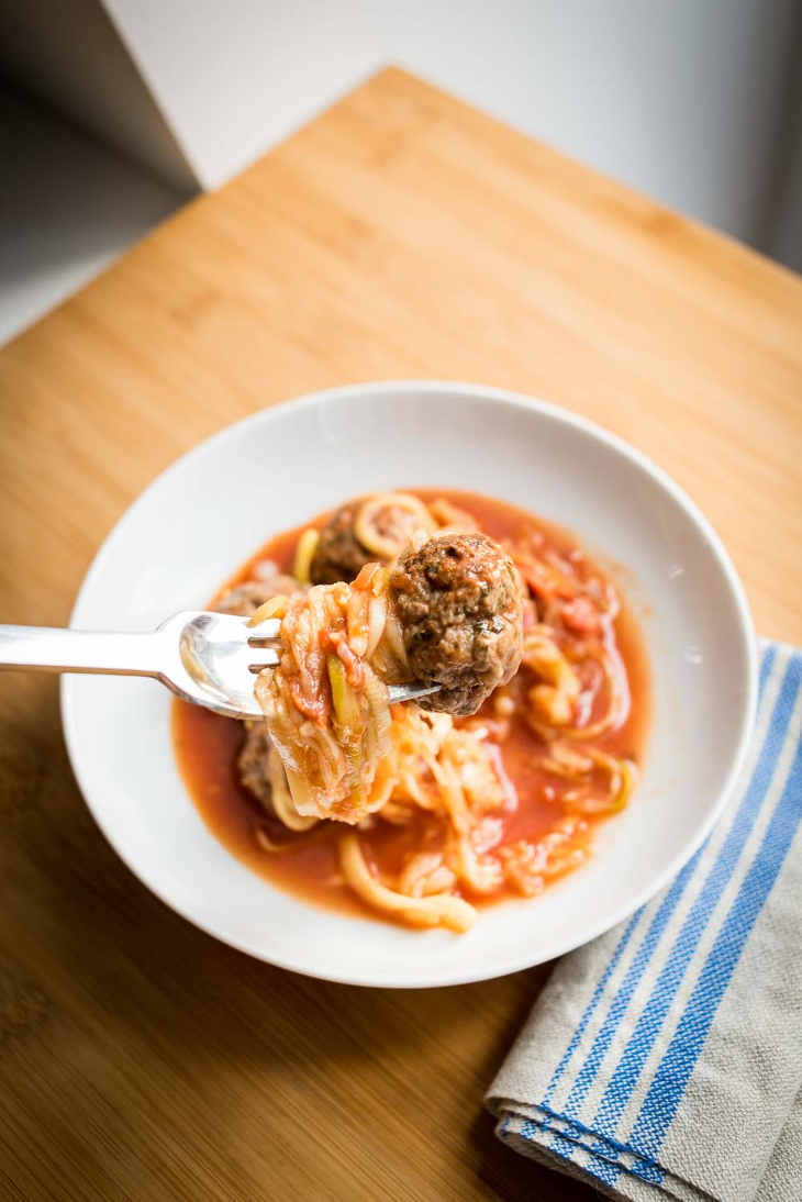 Paleo Italian Spaghetti Meatball Bake #paleo https://paleoflourish.com/paleo-italian-spaghetti-meatball-bake