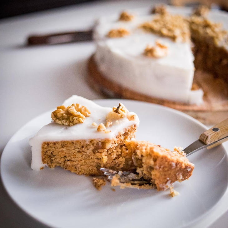 Paleo Carrot Cake with Coconut Butter Frosting #paleo https://paleoflourish.com/paleo-carrot-cake-with-frosting