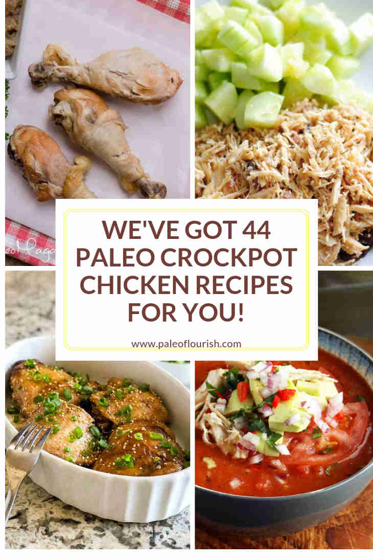 We've Got 44 Paleo Crockpot Chicken Recipes For You! Collage https://paleoflourish.com/paleo-crockpot-chicken-recipes