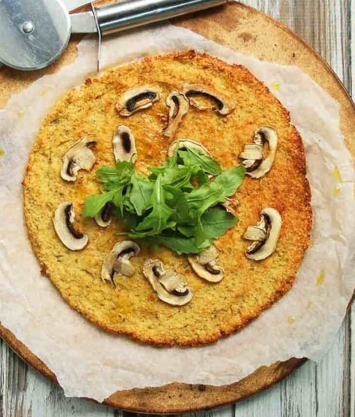 Paleo Cauliflower Crust Pizza with Mushrooms