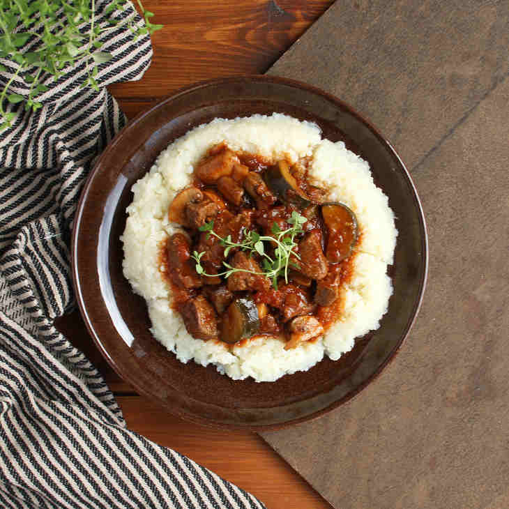 Paleo Beef Stew and Cauli Mash Recipe #paleo https://paleoflourish.com/paleo-beef-stew-cauli-mash-recipe