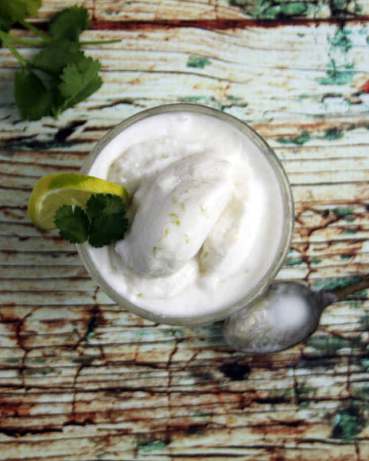 Paleo Coconut Lime and Cilantro Ice Cream Recipe #paleo https://paleoflourish.com/paleo-coconut-lime-cilantro-ice-cream-recipe